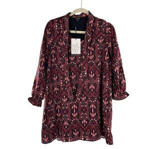 Haoduoyi Womens Black Dark Floral‎ Paisley Small Lightweight Shift Whimsigoth b